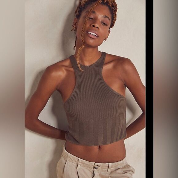 NWOT Intimately Free People Switch it Up Halter tank Knit in Espresso SOLD OUT S - Picture 1 of 5